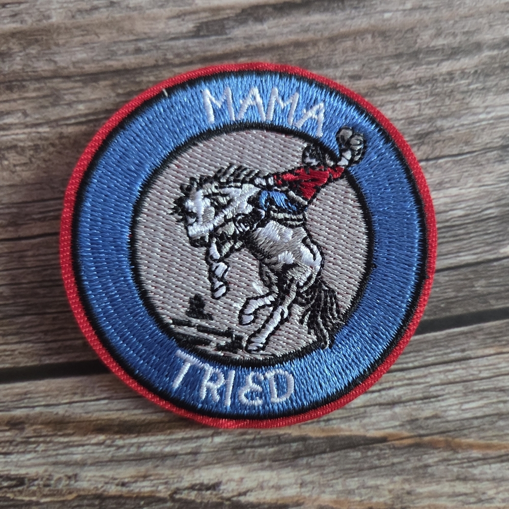 Mama Tried Cowboy Bronco Country Western Southern Retro Iron on Patch